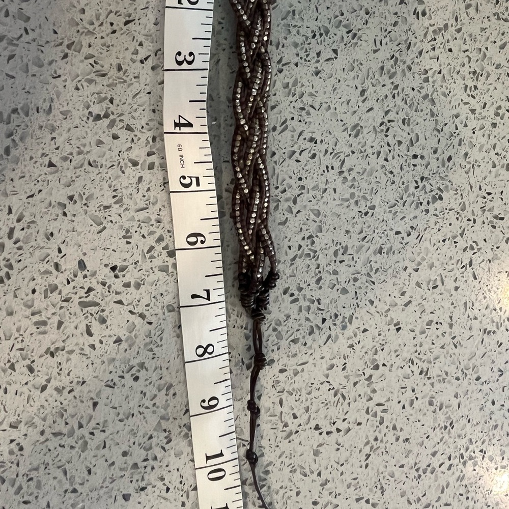 Chan lu Brown leather Silver beads Braided Bracelet - Picture 7 of 7